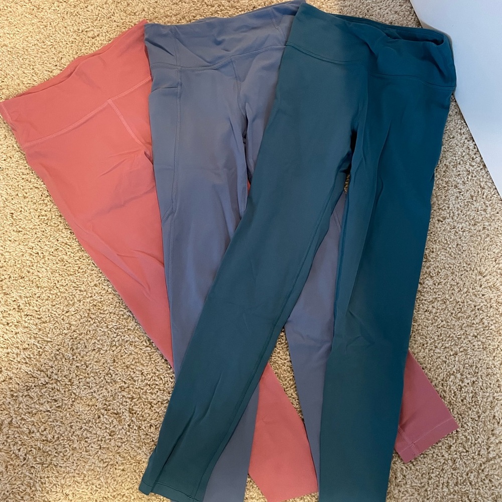 3 Athleta Girl High-Rise Leggings in Pink, Teal, and Purple!